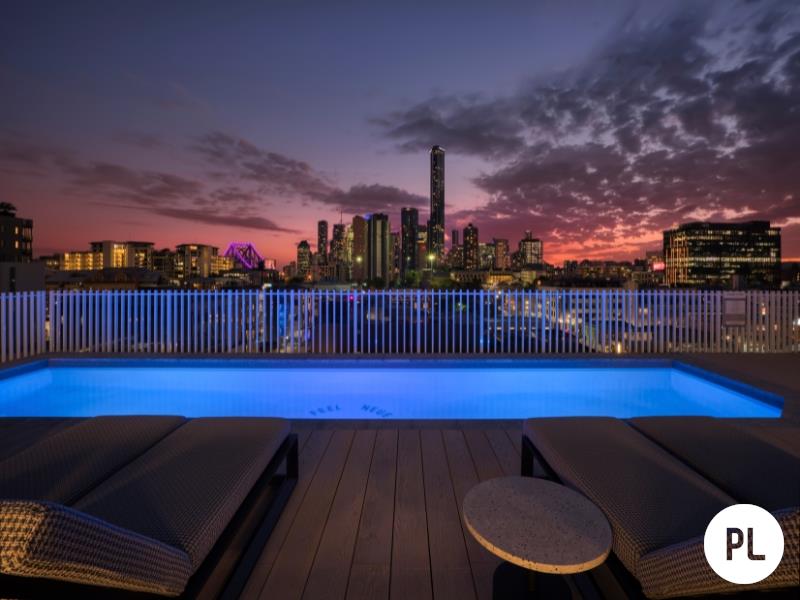 View of Stunning rooftop pool, spa & sauna with city views I Furnished 1 ...